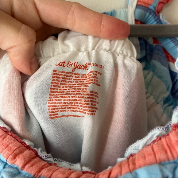 Cat & Jack Girls Striped Sundress 10/12 | Multicolor Smocked Cotton Summer Dress - Picture 6 of 7